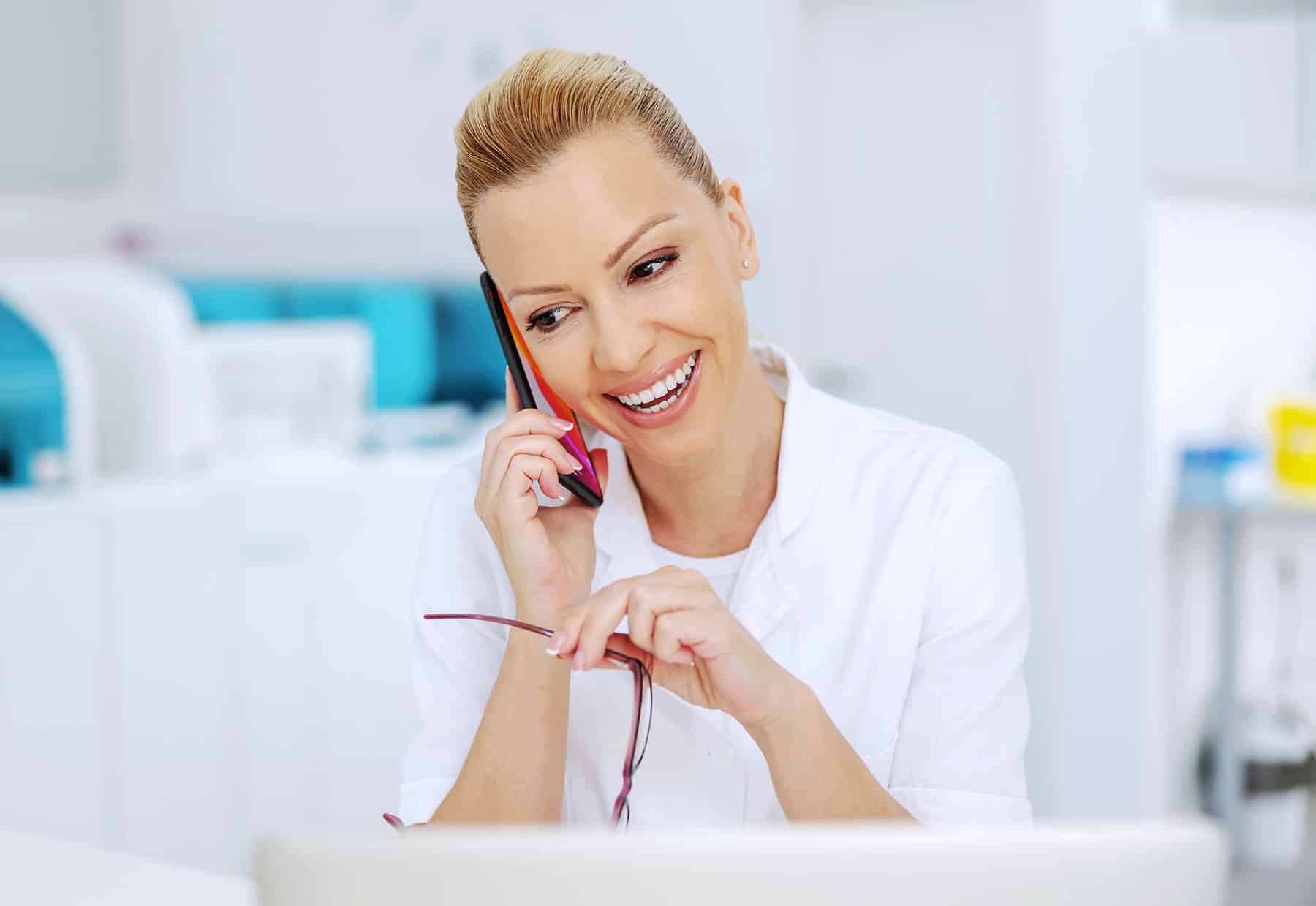 optometrist on phone